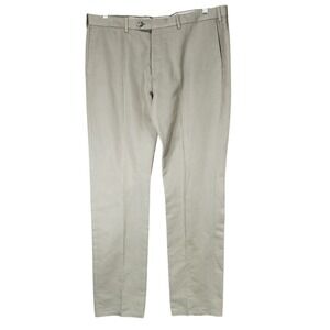 Monte Rosso Dress Pants sz 40 Mens Linen Cotton Beige Tan Italian Flat Front 37"